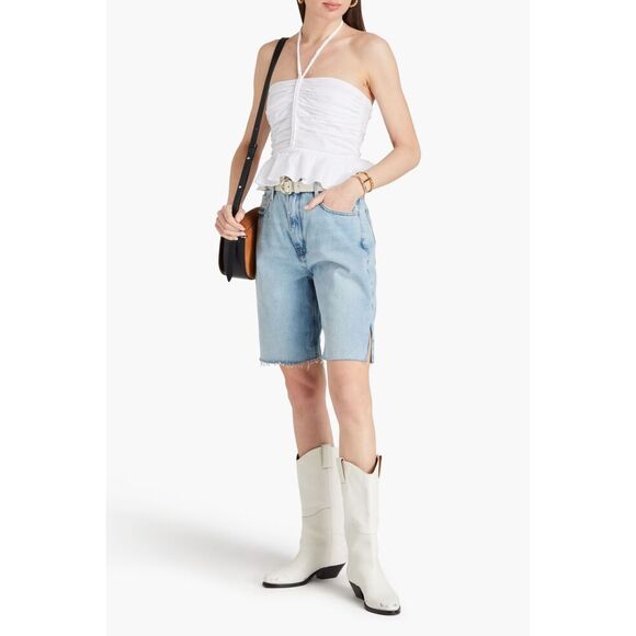 Veronica Beard Tops - VERONICA BEARD stretch-cotton poplin halterneck crop top